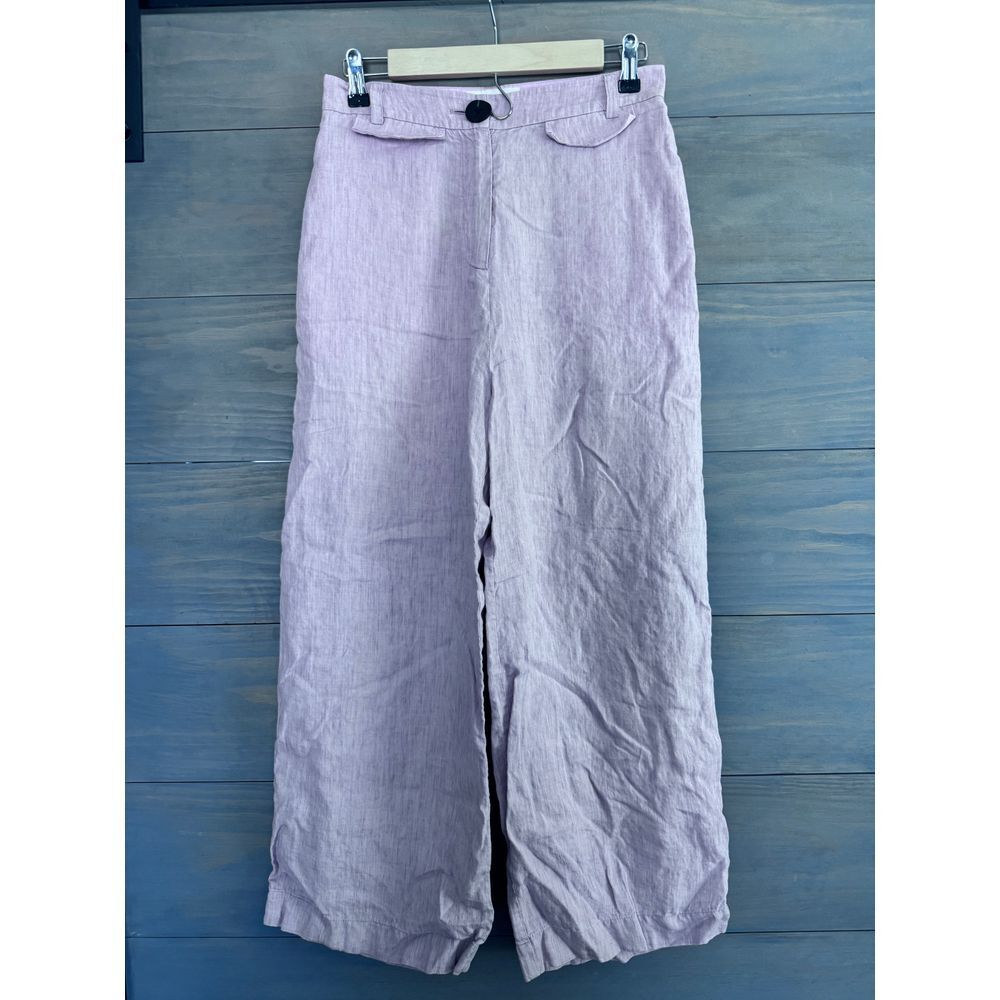 Wide Leg Linen-Blend Pants in Lavender - Picture 4 of 11